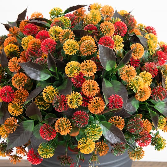 16" UV Resistant Autumn Artificial Mixed Fall Mum Plant in Pot